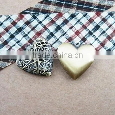 27mm filigree cage locket pendant antiqued bronze brass heart shape photo locket pendant charm DIY supplies 1131003