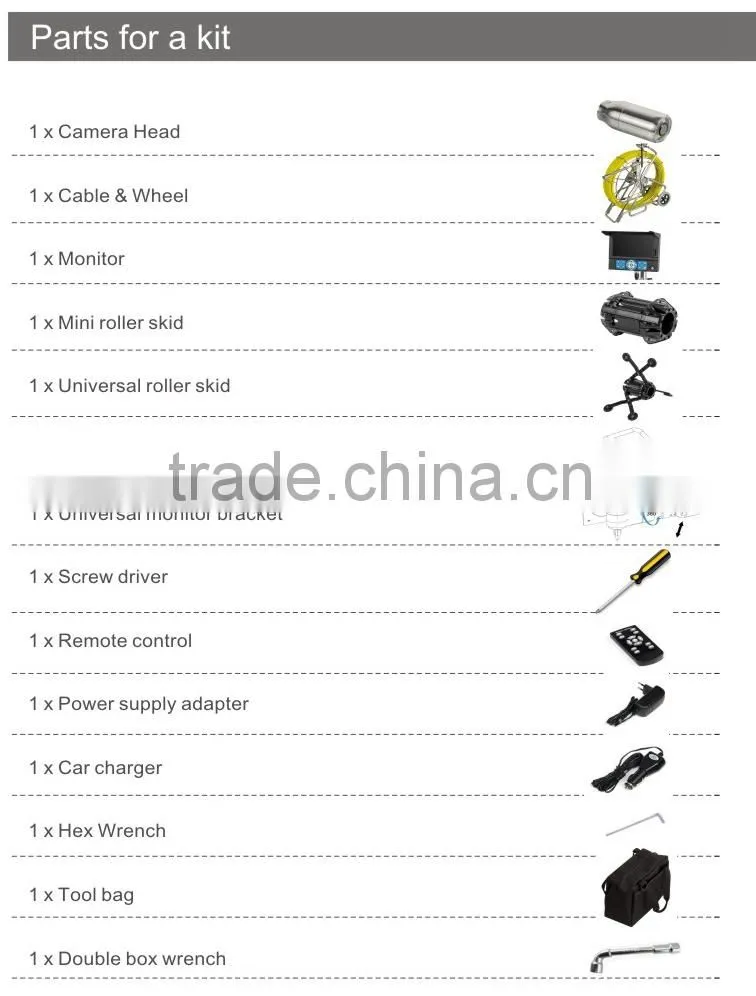 TVBTECH 3299F Self Leveling Water Pipe Inspection Camera With Meter Counter And Dvr Function