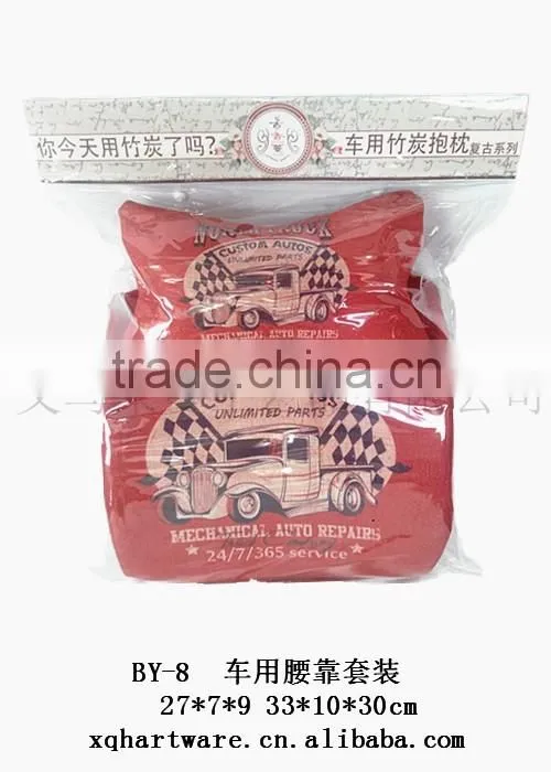 Nature Linen material Custom Printed Memory Foam Car Lumbar Seat Cushion & Car Neck Pillow