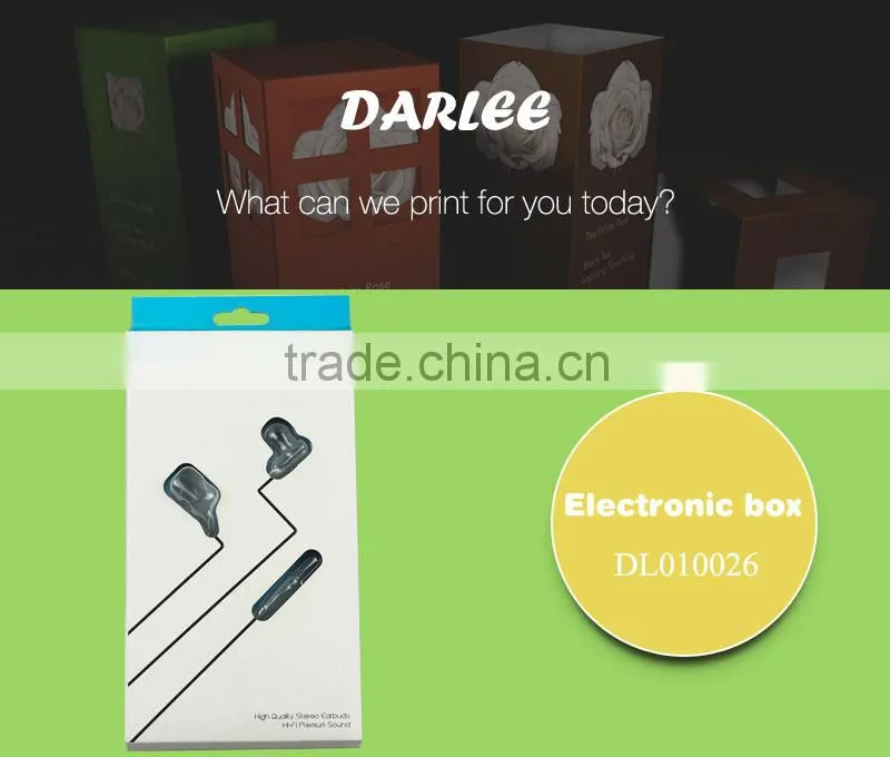 Chinese factory embossed recyclable art paper headphone paper box with logo
