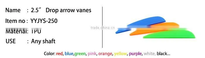 2.5inch drop arrow vane, fletching for carbon plastic arrow vanes