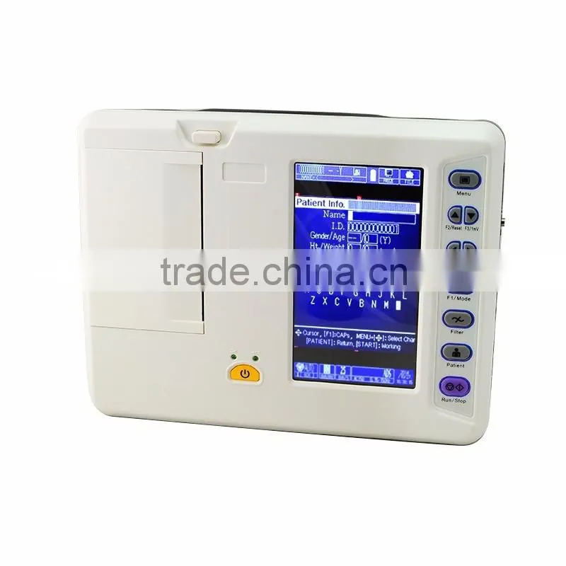 CE ISO 18 months warranty 7 inch LCD 12-lead ECG signal Digital 6-channel Electrocardiograph