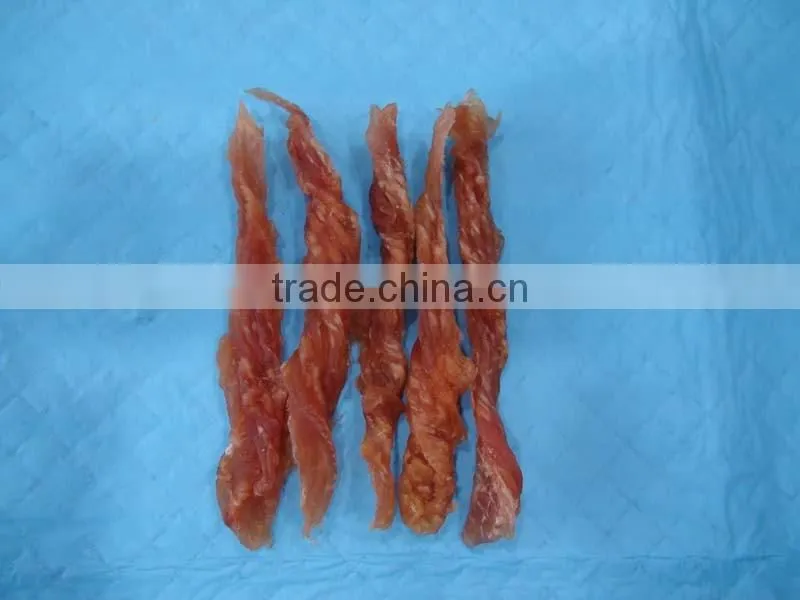 screwed chicken slice dog treats food/twist chicken strips pet snacks