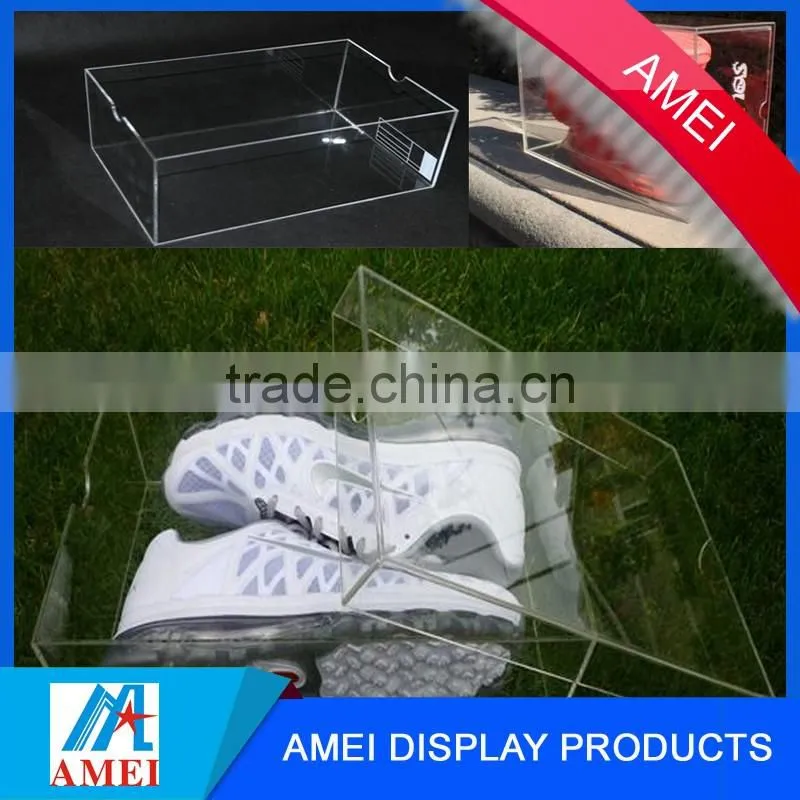 2016 Visible Dustproof acrylic nike shoes display box with label