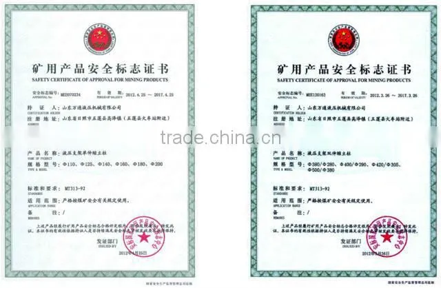 Carbon Steel single hydraulic prop with certificate