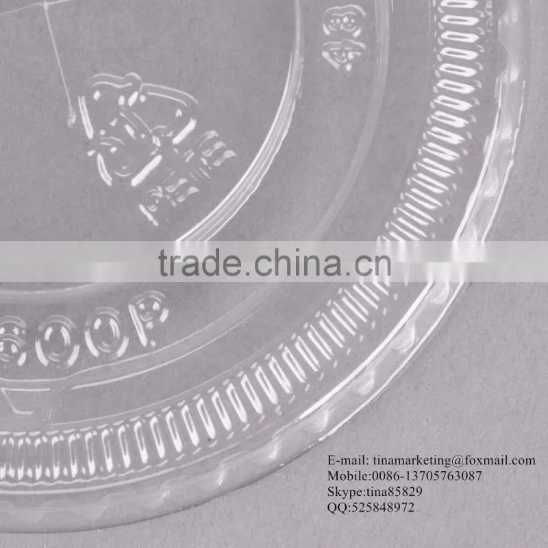 9-10 oz. Clear Flat PS Plastic Lid with Straw Slot for Cold Drink Cup China Manufactory Price