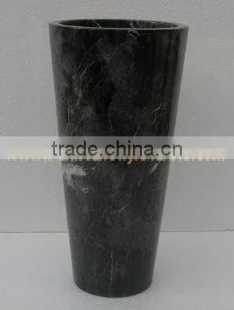NATURAL JET BLACK MARBLE FLOWER VASES