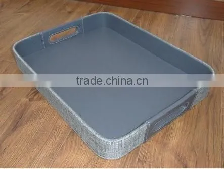 Creative Square Round-Angle Faux Leather Storage Tray