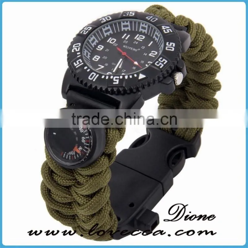 Custom logo Luxury Survival fishing tool kit 550 paracord watch for men