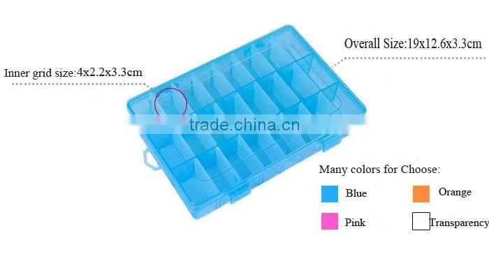 24 Compartments Adjustable Plastic Electronics Parts Gadgets Tool Storage Box with dividers
