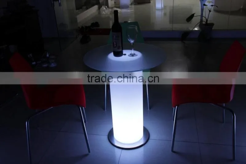 hots sale round glass top center rotating dining table with led light