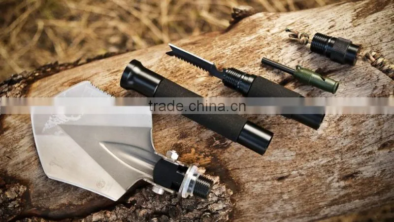 2016 10-in-1 Outdoor Emergency Shovel with Knife Hoe Hammer Fire Flint