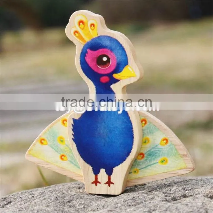 New design educational rabbit peacock squirrel toys wooden animal toys for toddlers W01B040