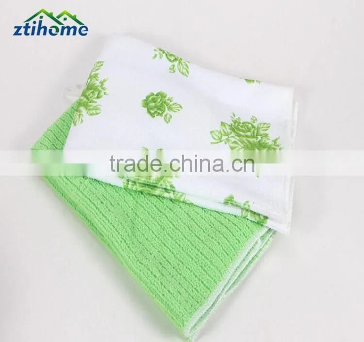 custom print flower microfiber cloth for easy kithen cleaning