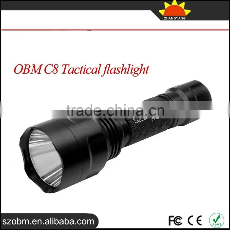 Wholesale OBM ZY-C8 Q5/L2/T6/XML T6 LED 18650 battery Hunting Tactical Flashlight