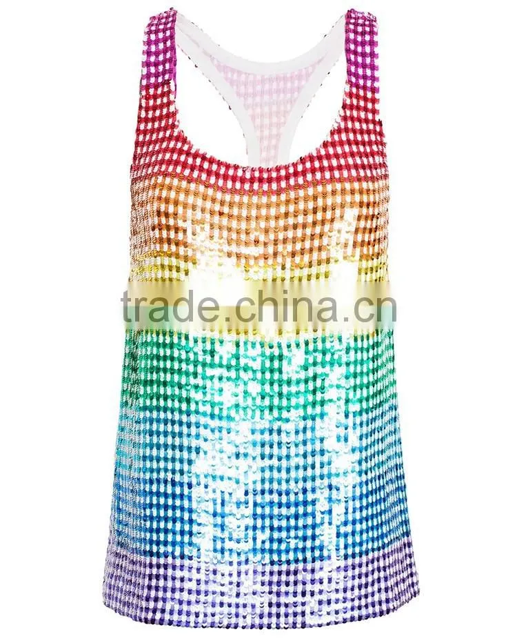 sequins fancy racer back tank tops for girls