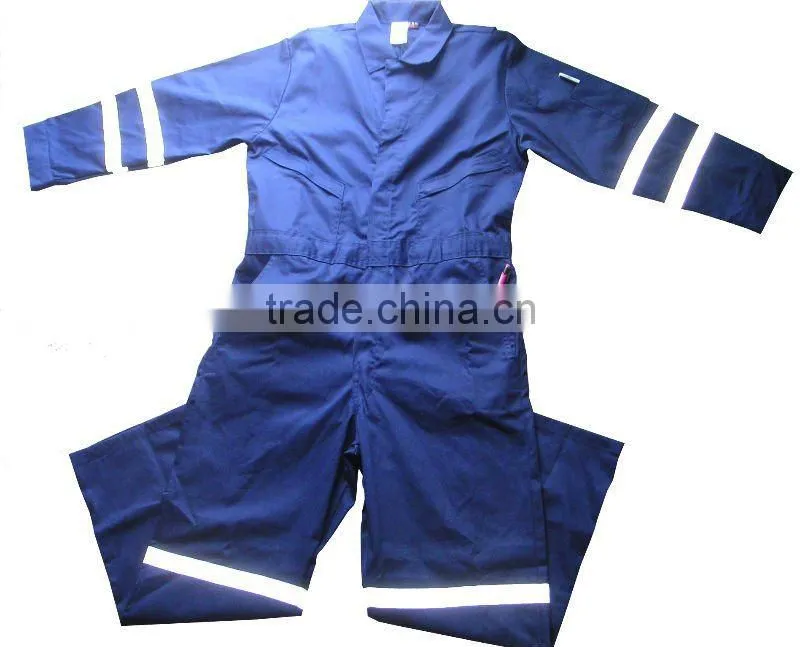 Navy 100%Cotton Reflective Construction Industrial Safety Workwear Coveralls