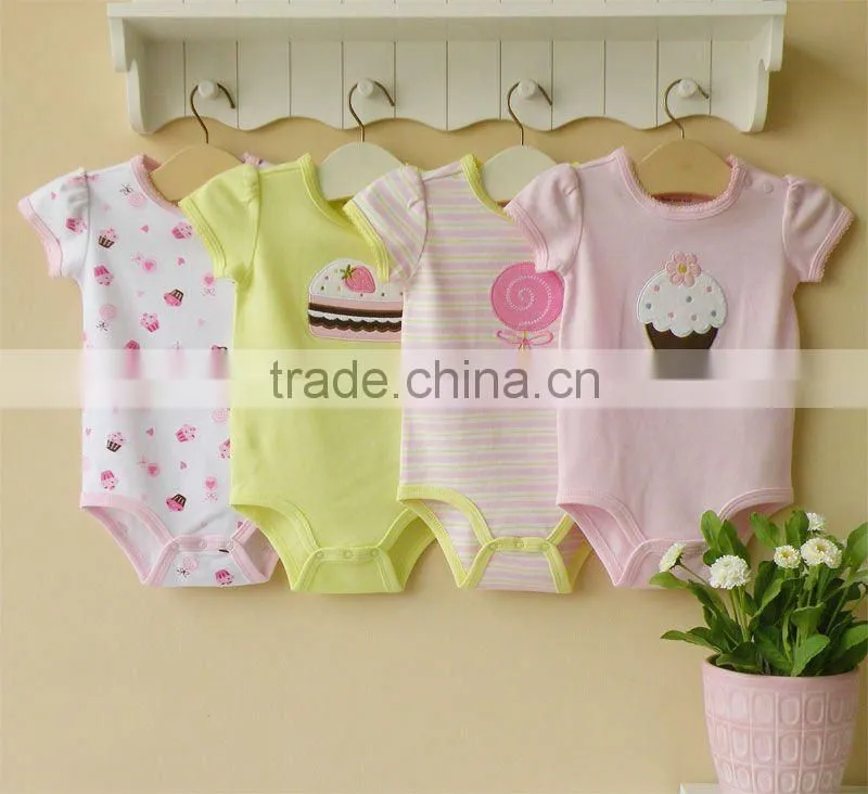 mom and baby 2012 summer baby clothing 100% cotton embroider short sleeve bodysuit