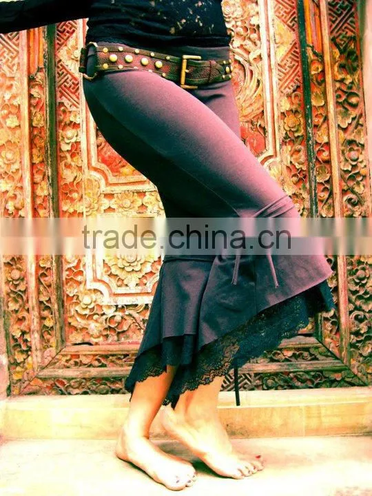 Boutique Wholesale Young Ladies Clothing Fashion Woman Capri Ruffle Pants Soft Cotton Casual Capris Pants