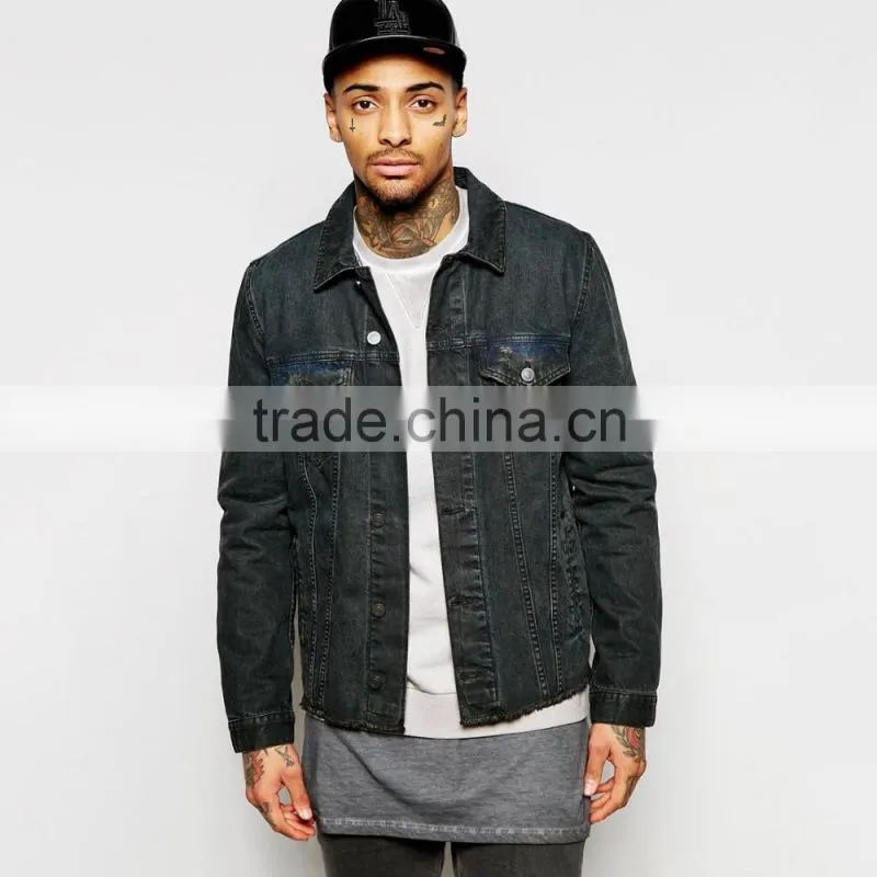 black plain wholesale denim jacket men custom cheap price