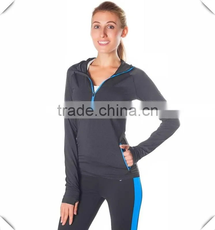 Womens Spring Long Sleeve Half-Zip Active Hoodie Shirt Cool Dry Fit Performance Running Top 1/2 Zipper Workout Hoodie