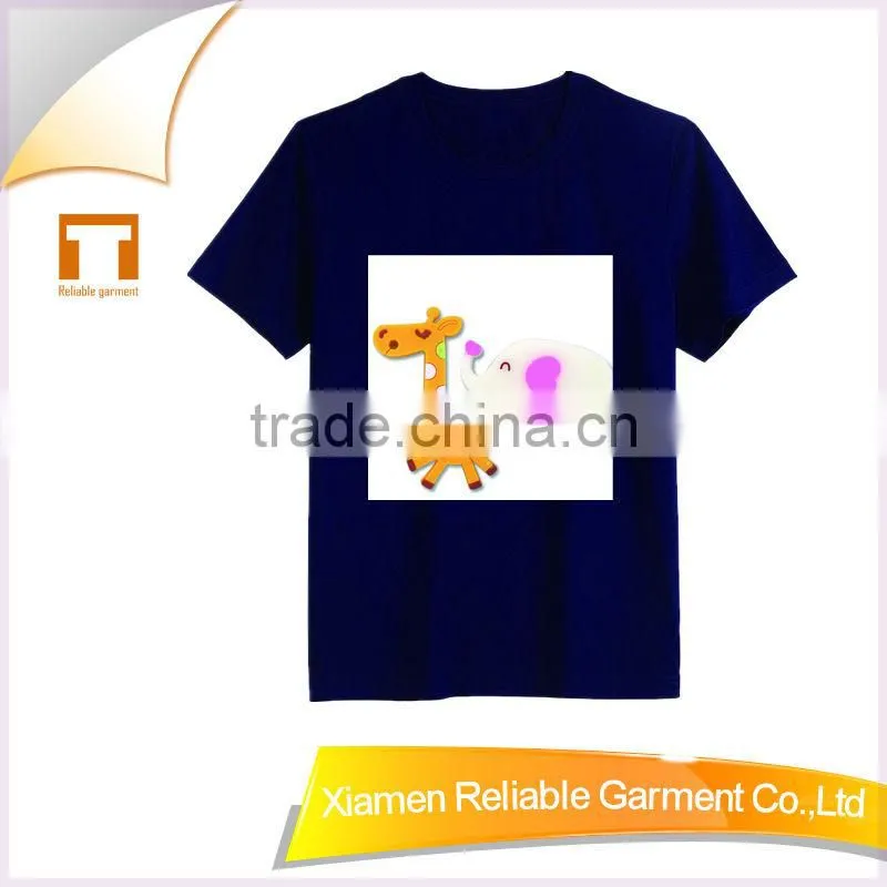 Hot!2016 fashion 100% cotton light up t shirts for kids cartoon pattern