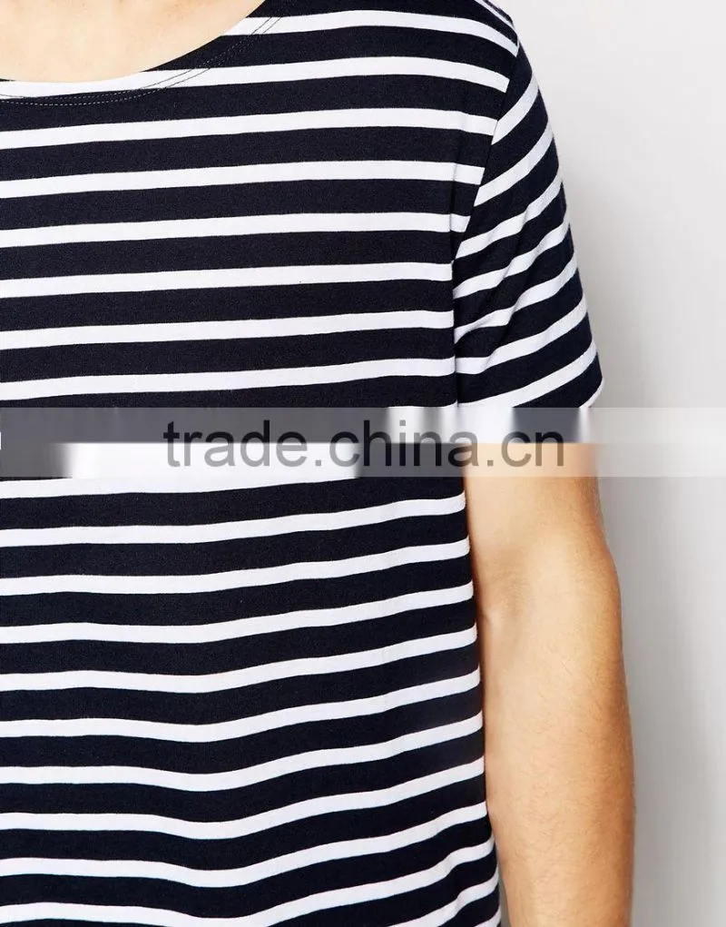 black and white stripe t-shirt in Relaxed Fit With Boat Neck