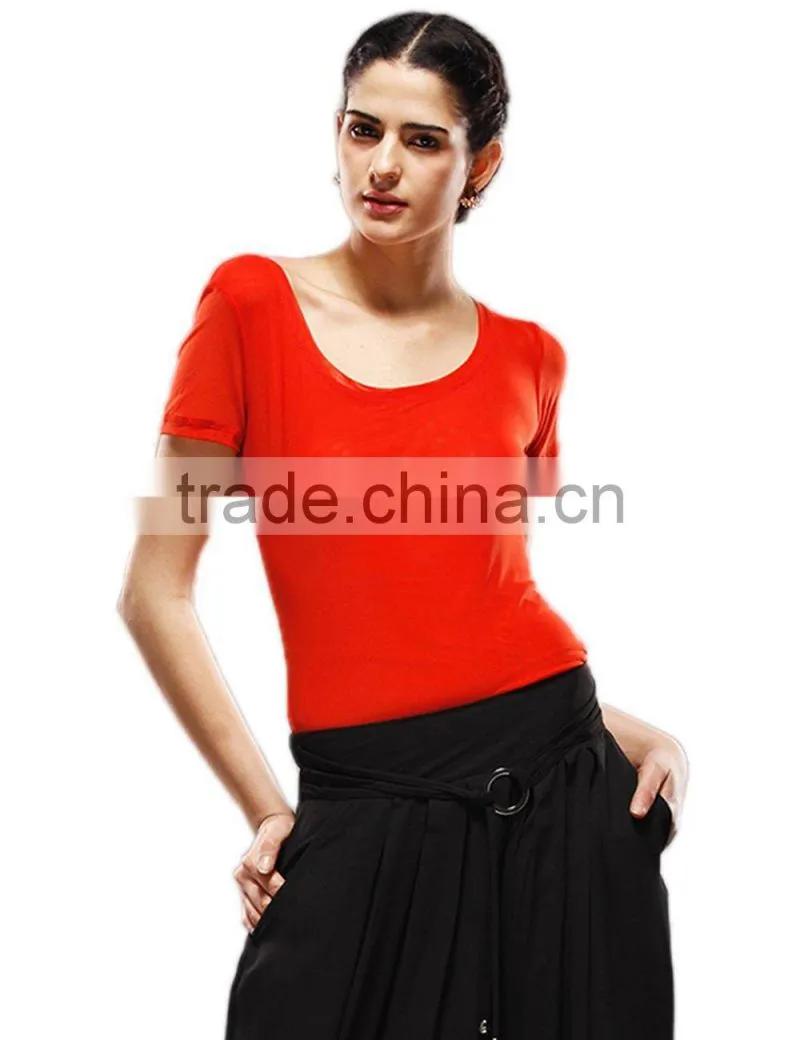 wide sexy neck plain t-shirts