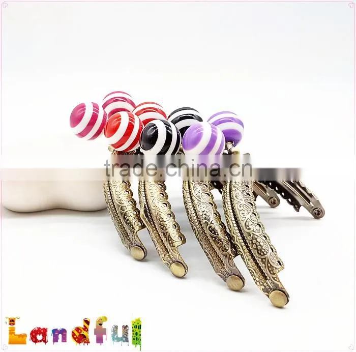 8.5cm Antique Brass Curved Candy Color Bead Sewing Metal Coin Purse Frame