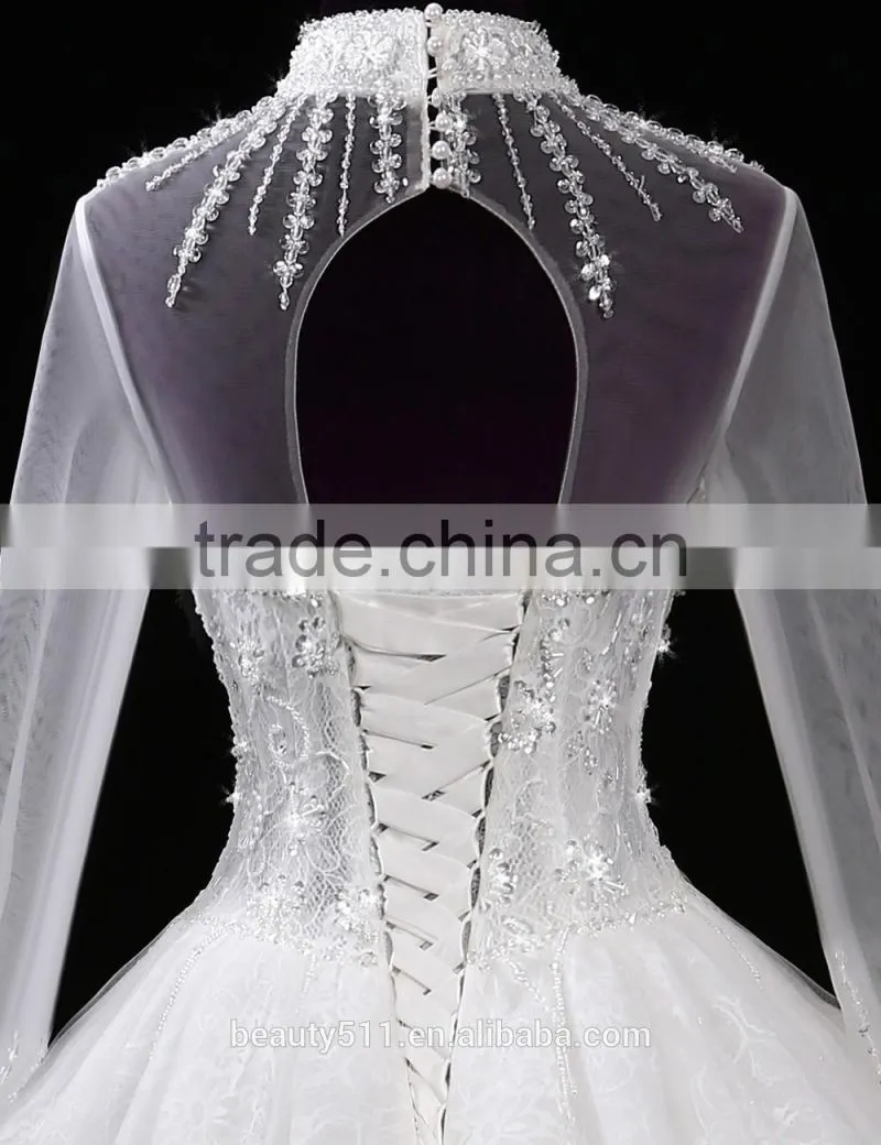 2017 sweetheart mermaid lace mermaid color wedding dress bridal for bride High neck bridal dress F11401
