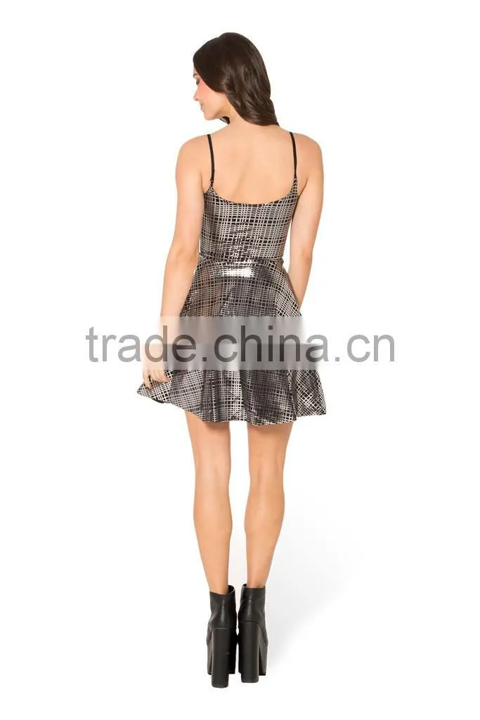 2017 Women's Printed Floral grid-shape pleated dress for sale