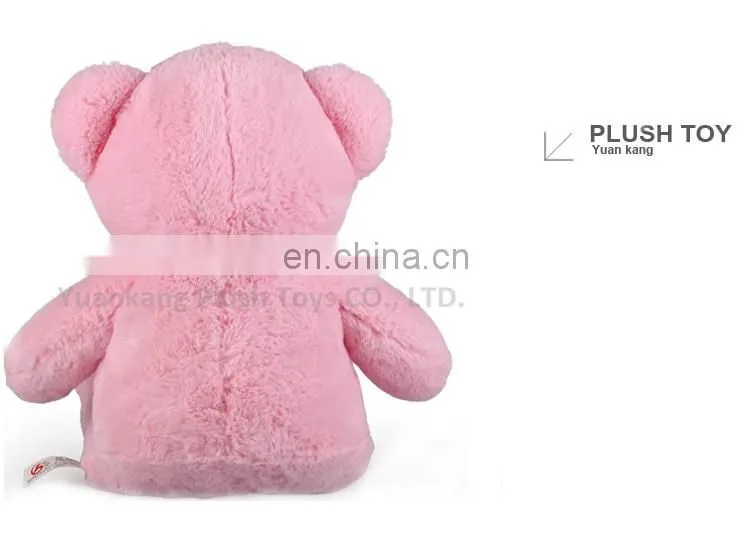 Cuddly Pink stuffed bear soft plush teddy toy with Knitted Bowtie