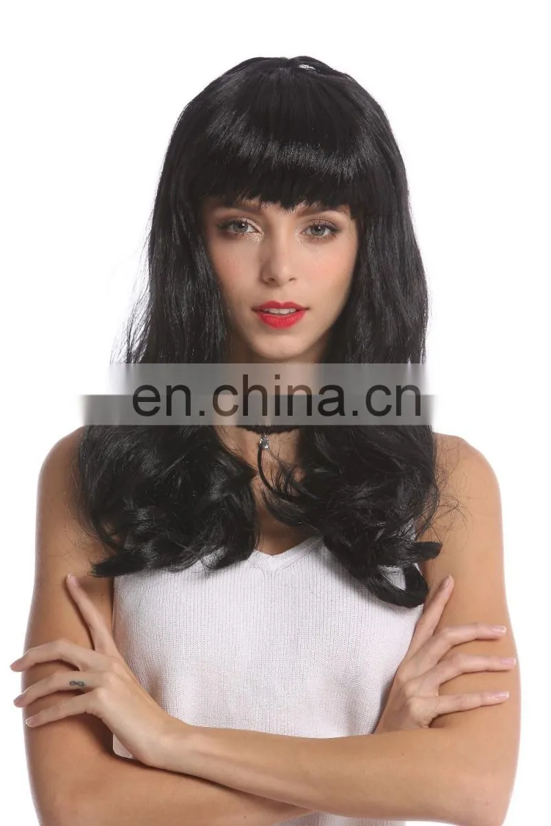 Synthetic long wigs with bangs for party P-W212