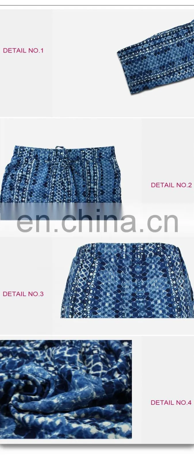 New Fashion Casual Blue Snakeskin Print Loose Fitting Long Women Pants