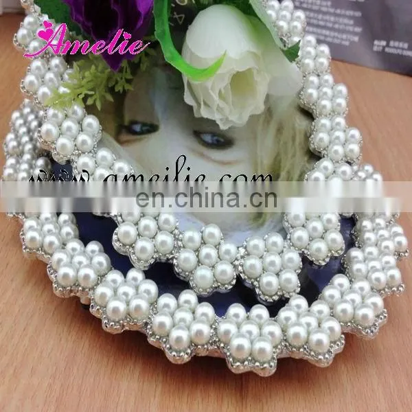 A8028 6 inch metal pearl white color wedding photo picture frame
