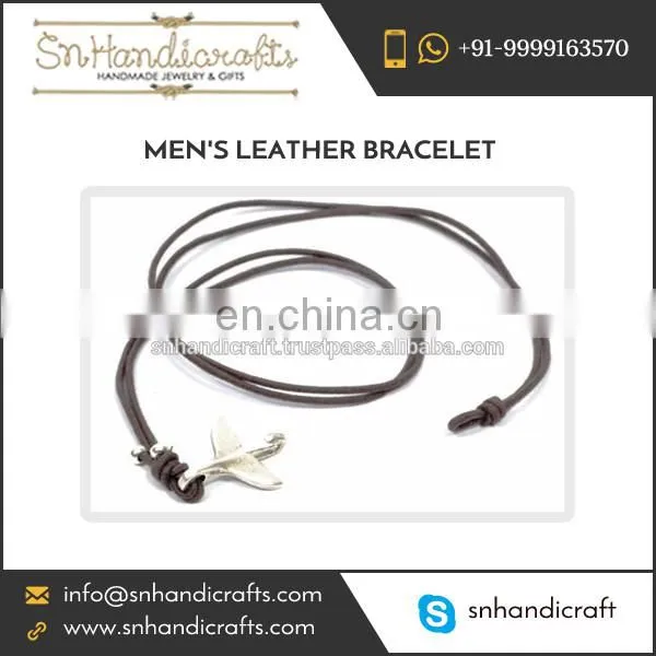 Whale Tail Style Men's Leather Bracelet at Less Price