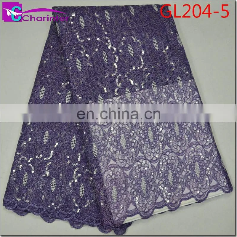 High quality african organza sequin lace fabric GL204