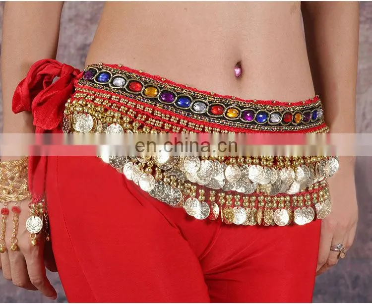 Cheap 248 and 338 coins Belly dance silver coins hip scarf Y-2035#
