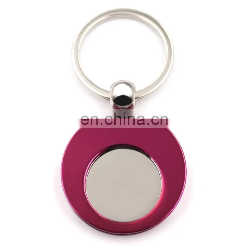 2018 special design your own colorful with round coin holder trolley coin keyring