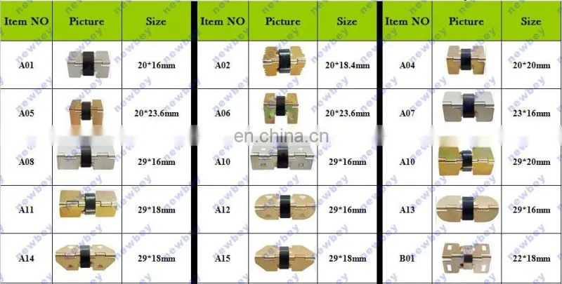 Factory Selling Yellow Gift Box Spring Hinges A10 in 29*20mm