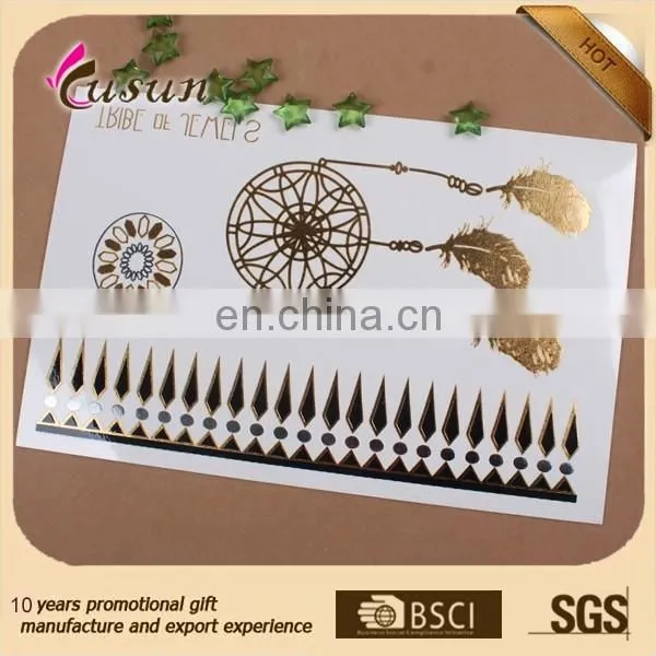 Non-toxic Waterproof tattoo feature blue and silver foil tattoo sticker metal temporary tattoo sticker
