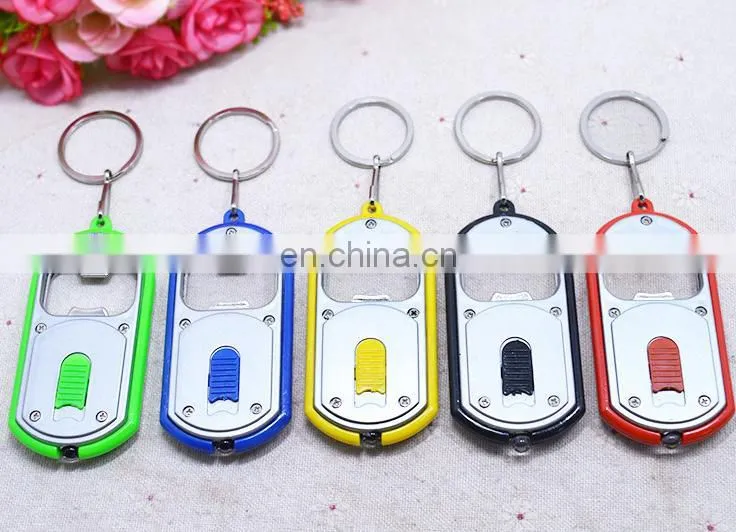 Souvenir Metal Keychain Bottle Opener With LED Light OEM Gift Flash light