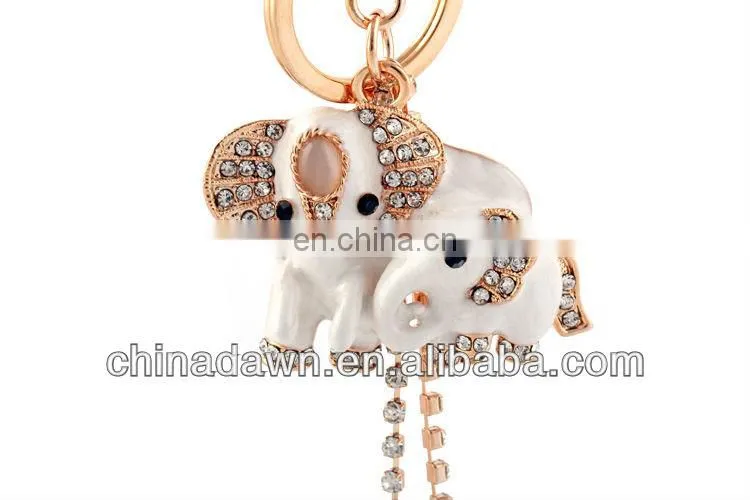 elephant child and mother cute rhinestone keychains CD-KD015