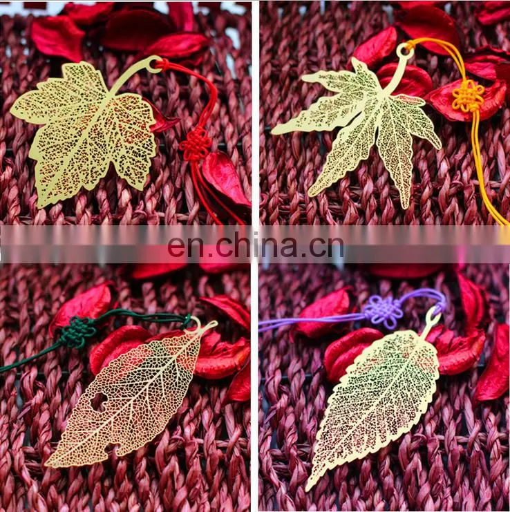Golden yellow leaf bookmarker, business gift bookmarker