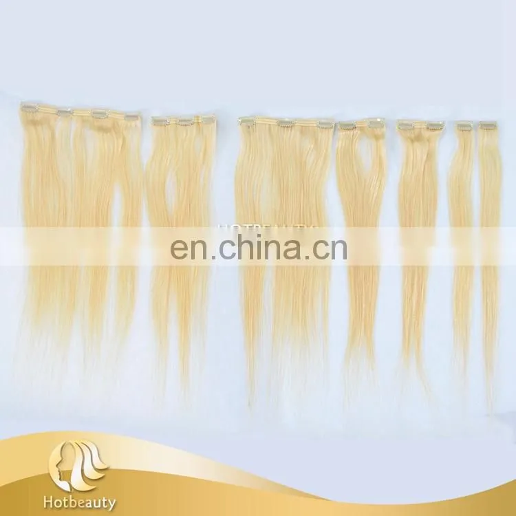 clip long hair extension silky straight and tangle free 613# blonde Russian hair