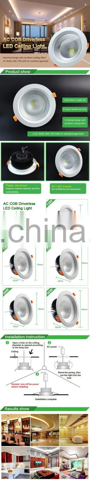 Led light source 12W ceiling led light hotel project