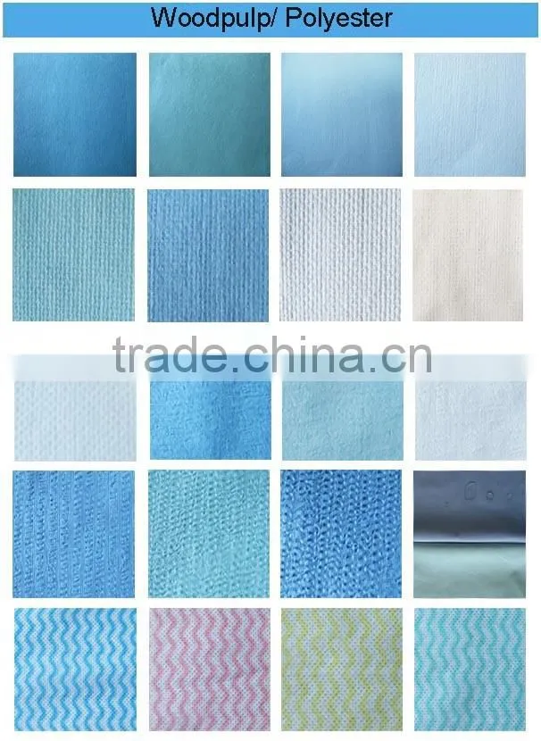 Laminated Woodpulp Non-woven Fabric With 55% Woodpulp & 45% PET