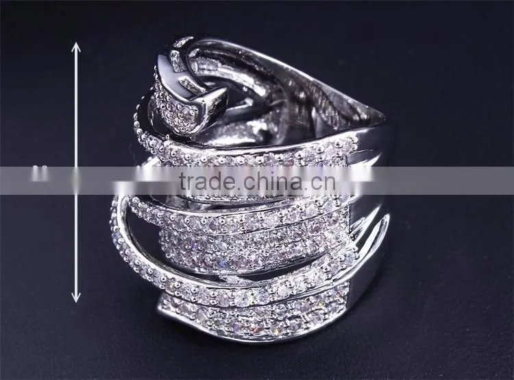 Exclusive New Unique Design Cubic Zircon Wedding Party Contrast Jewelry Ring