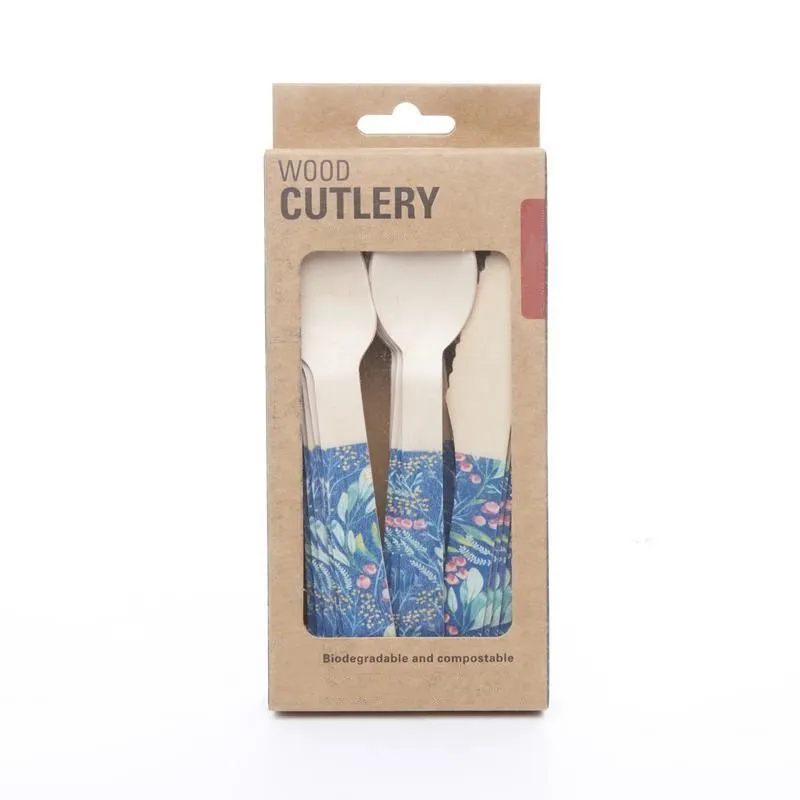 Colour Box Package Eco-friendly wooden or bamboo cutlery with colour printed (1)