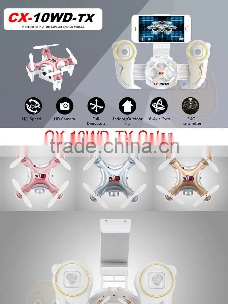 2016 new drone cheerson cx-10WD-TX barometer height IOS and andriod controlled wifi fpv rc quad copter